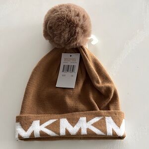 Michael Kors Tan Beanie with Pom-Pom